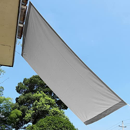 Wasserdicht Rechteckiger Sonnenschutz Außen 1,4m x 4m Winddicht Anti-UV Markise für Terrasse Rasen Pergola Terrasse Hellgrau mit kostenlosem Seil