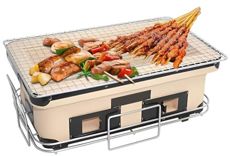 AIZYR Barbecue Portatile Barbecue Giapponese Grill Fatto A Mano Facendo Uso di Argilla, BBQ da Tavolo Stufa A Carbone Yakitori Grill per Outdoor Picnic Camping Backyard