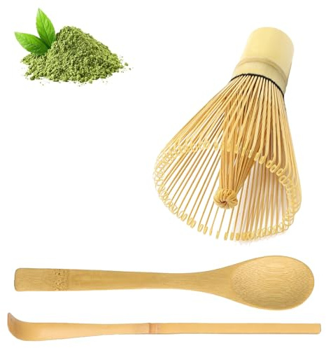 Set Accessori Cerimonia Tè Matcha, 4 Pezzi Kit Cerimonia Matcha Giapponese, Bamboo Brush Matcha, con Cucchiaio da Tè, Supporto, Accessori Cerimonia Tè Matcha, Per Preparare Tè Matcha, Nero
