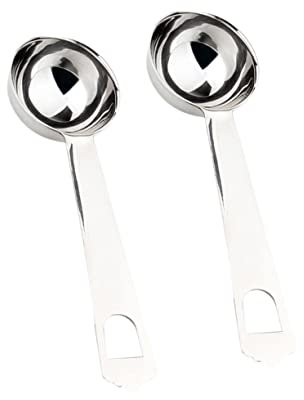 HOLIDYOYO Cucharas Medidoras De Acero Inoxidable 304 20 Ml Para Café y Fruta, Mango Ergonómico, Aptas Para Alimentos, Adecuado Para Ensaladas y Snacks Saludables, Pack De 2 Unidades