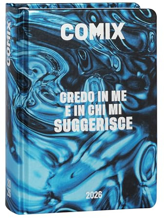 COMIX - Diario Mini Giornaliero 16 Mesi, Diario Scuola 2025-2026, con Copertina Rigida, Ideale per la Scuola Media e Superiore, 11x15.3h cm, Metal