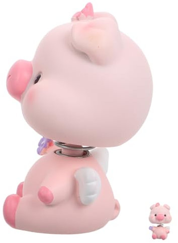 PartyKindom Adornos Cabezones De Cerdo para Coche Decoraciones para Tablero Muñeco De Cerdo Cabeza Que Mueve Figura De Escritorio para Interior De Coche y Decoración para Tartas