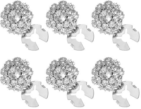 6 st knappskydd, avtagbara strass knappskydd för kvinnor blusar kristall dekorativa klämmor knappar smycken för jeans sömnad gör-det-själv hantverk kvinnor män (silver)
