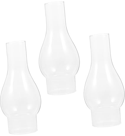Operitacx 3pezzi Paralume Trasparente in Vetro Per Lampada a Olio Sostitutivo Per Lampada a Cherosene Accessori Antivento Per Lampada a Olio