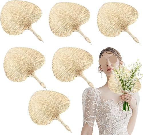POTUBI Ventagli in rafia intrecciata - Ventagli in foglie di palma naturali, articoli rinfrescanti in stile cinese for donne, matrimoni, esterni, casa, pareti, spiaggia