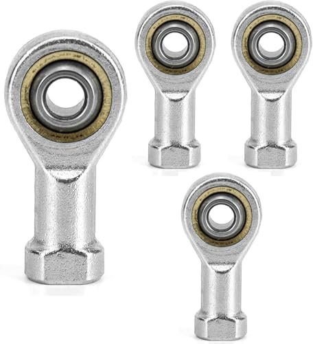 Anhoer 4 unidades de rótulas articuladas, 6 mm, orificio M6 x 1,0, rosca interior, rosca derecha, extremo de barra, cojinete articulado autolubricante para extremos esféricos de barra deslizante