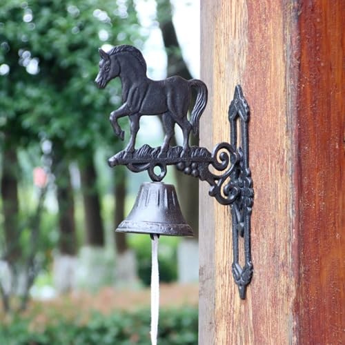 Türglocke Gusseisen Glocke Übergroße Glocke (11cm) Türklingel Aus Gusseisen Schild mit Pferd Picknicktisch-Glocke Wandklingel für Den Hof Villa