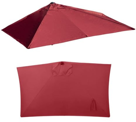 Demi-parasol rectangulaire à 5 baleines, toile de rechange pour parasol mural, 2m ou 2,4 m, toile anti-UV, pour terrasse, marché, jardin(Wine Red 2.5mx1.3m/8ftx4.2ft)