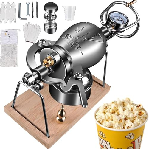 Hot Air Chinese Popcorn Maker Machine, 304 Stainless Steel Mini Pop Corn Pot, High Pressure Pop-Corn Countertop Cannon for Halloween Gathering Party(268ml)
