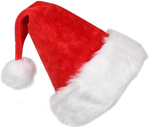 Duxleo Weihnachtsmütze, Plüsch Nikolausmütze Erwachsene mit Soft Liner Rote Santa Mütze Nikolaus Weihnachtsmann Mütze für Herren Damen Kinder Perfekt für Weihnachtsfeiern