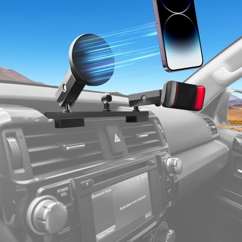 Qyebbk Soporte magnético de metal para teléfono móvil para Toyota 4Runner 2010-2024, soporte ajustable para teléfono móvil, accesorios para todos los smartphones MagSafe (versión mejorada)