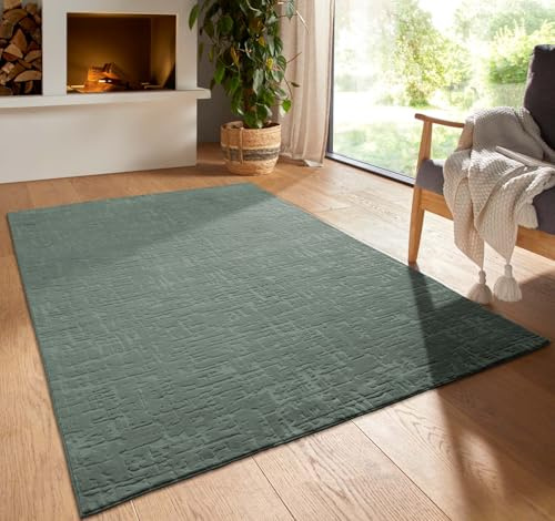Taracarpet Kurzflor Boho Vintage Teppich waschbar, pflegeleicht geeignet für Wohnzimmer, Schlafzimmer und Kinderzimmer Kinderteppich auch als Badematte Badzimmerteppich Grün Vintage 160x230 cm