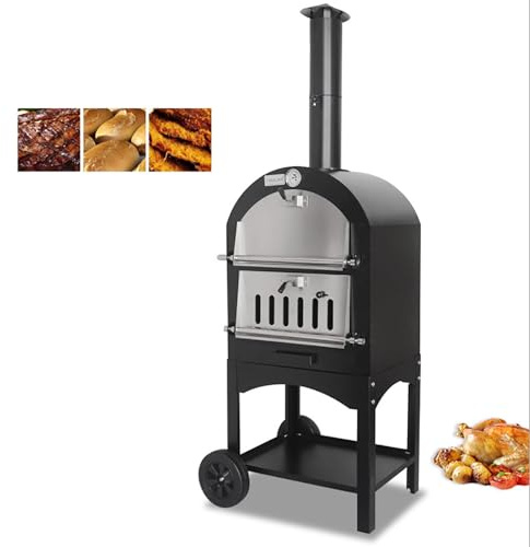 Forno per pizza portatile da esterno con pietra per pizza e grill, ideale per campeggio, cortile e feste