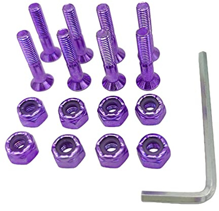 CRDARAAV Lot de 8 vis de rechange pour skateboard - Violet - 25 mm