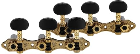 GEWA Mechanik für Klassikgitarre - Nylonwelle Ø 9,5 mm schwarz - Wellenabstand 35 mm - Acrylknöpfe geschraubt - Satz Goldfarben - ohne Lyra