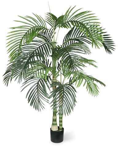 YJSPSSW 6FT Golden Cane Artificial Palm Tree – Tropical Fake Plant for Indoor and Outdoor Decoration, Highly Realistic Faux Palm, 1pc/Set