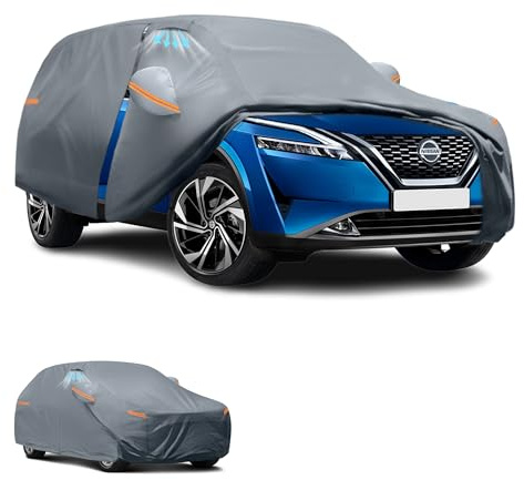 Tozaroa Car Cover for Nissan Qashqai(2007-2026)100% Waterproof Breathable, Outdoor Full Exterior Covers All Weather Protection Rain Sun Dust with Zip and Cotton(Black)