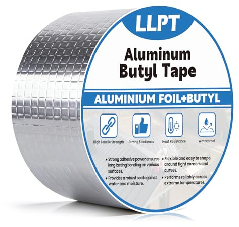 LLPT Nastro Butilico Alluminio 7.5cm x 5m Nastro Sigillante Impermeabile | per Raccordi per Tetti in Metallo Riparazioni di Tetti di camper Finestre Grondaie Riparazioni di Perdite