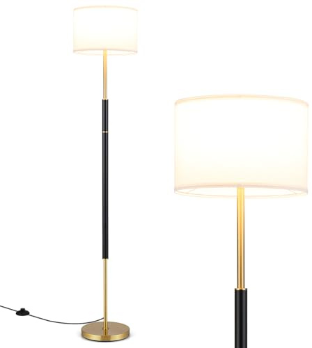 COSTWAY Floor Lamp, Standing Corner Lamp with Eye-Protecting Lampshades & Weighted Base & Foot Switch, 165cm Tall Reading Floor Light for Living Room Bedroom Office, E27 Bulbs Not Included