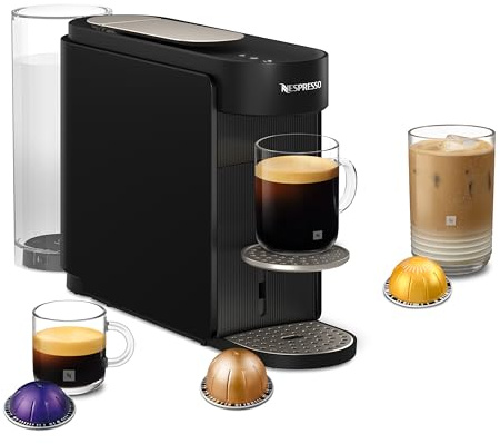NESPRESSO KRUPS Vertuo Up Schwarz Kapselmaschine, 5 Tassengrößen, 3 Sek. Aufheizzeit, One Touch Kaffee Zubereitung, schwenkbarer Wassertank, Coffee Creations Modus, Kaffeemaschine XN9408