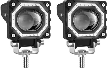 KIRYU Harnais Câblage Moto Feu Position Carré Pour Moto S14, Projecteur LED 14 000 lm Feux Jour À Lumière Bleue Anneaux Lumineux, 140 W, Lampe Travail(2 pièces)