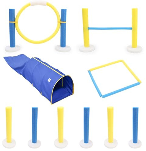 ZGUZMCMK Agility Training Equipmen Dog Tunnel Obstacle Course Jump Hurdle Foam Posts Lightweight Polyester Cotton Construction Suitable for Pet
