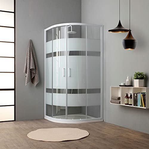 Box doccia curvo 90x90 cm cristallo 4 mm serigrafato bianco | Venere
