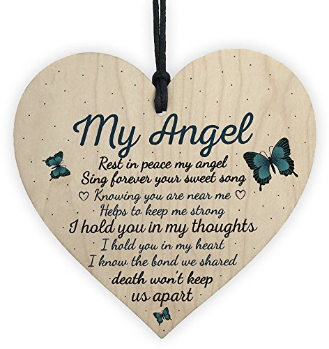 RED OCEAN Placa de madera para cementerio y jardín, con diseño de corazón y tumba, con texto en inglés Dad Mum Nan