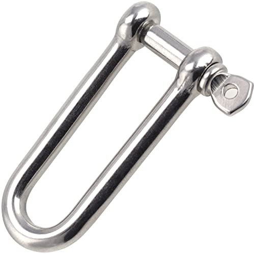 OPIOL QUALITY® Schäkel Lang Form Ø 6 mm aus Edelstahl A4 V4A (2 Stück) Rundschäkel Verbinder Drehschäkel D-Schäkel Augenbolzen Drahtseil Seil Boot Säurebeständig Lange