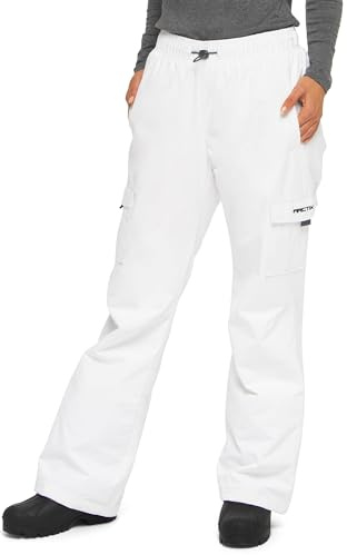 ARCTIX Lumi Pull Over Fleece Lined Cargo Snow Pants, Pantaloni da Neve Donna, Bianco, Large (12-14) Short