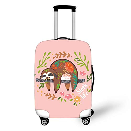 DOTBUY Elastisch Kofferhülle, 3D Reise Kofferschutzhülle Gepäck Cover Reisekoffer Hülle Schutz Bezug Schutzhülle Waschbare Reisetasche Kofferbezug (Rosa Faultier,XL (30-32 Zoll))