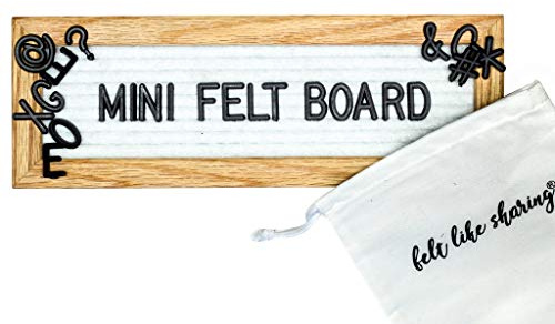 Felt Like Sharing Small Letter Board (White Felt - 10”x3.5”) – Changeable Message Board with 3 Sets of Felt Board Letters for Home, Office & Aesthetic Room Decor – Wall Letterboard Signs In Oak Frame