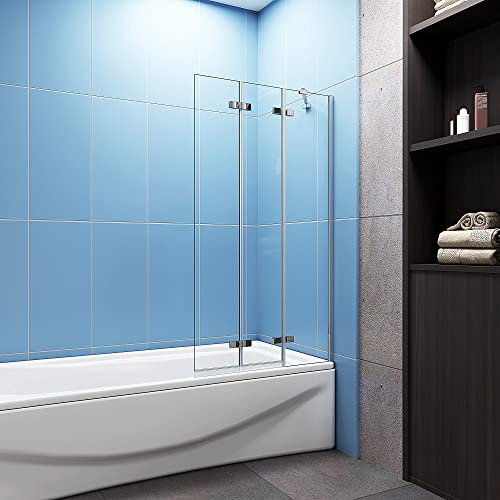 Aica Sanitär 100x140cm Badewannenaufsatz Badewannenfaltwand Duschwand Duschabtrennung 3-teilig