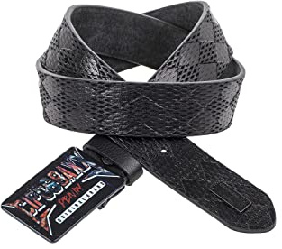 Cipo & Baxx Herren Ledergürtel Belt Bunt Schließe Rechteckig Markenbadge Rockig Gürtel CG204 Schwarz Gr.90