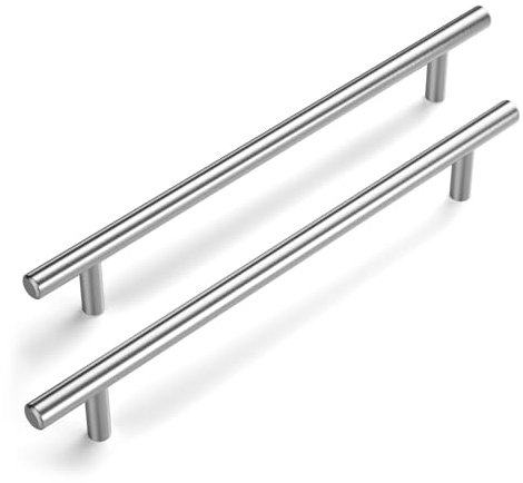 LONTAN 10 Piezas Tiradores de Muebles 192mm Tiradores Armarios Aocina Instalación Con Tornillos Cepillado Plateado Cajones Del Dormitorio Armarios Ropero