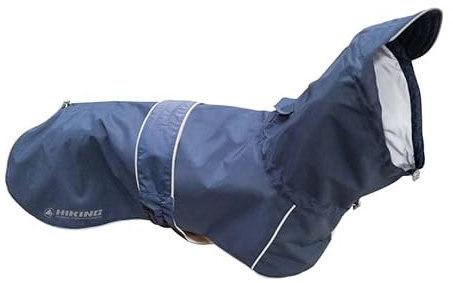 Croci Hiking City Verstellbarer Hunde-Regenmantel, atmungsaktiv, reflektierend und Winddicht, für große und kleine Hunde, Blau, Größe L, 65 cm