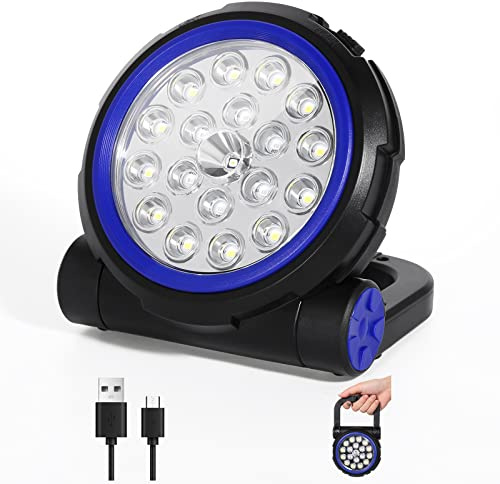 AGM LED Strahler, 5200mAh Akku Tragbares Notlicht 10W 800LM Superhell Campinglampe, 180° faltbarer & USB-Aufladung, IPX5 Arbeitsleuchte mit 4 Lichtmodi, für Stromausfällen, Camping, Außenbereich