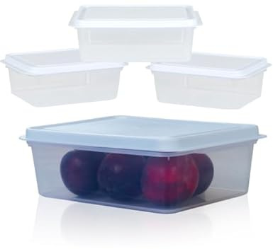Checkmart [Paquete de 3 recipientes herméticos a presión con tapas de 2000 ml (2 litros), recipientes de almacenamiento de alimentos, lavavajillas, reutilizable