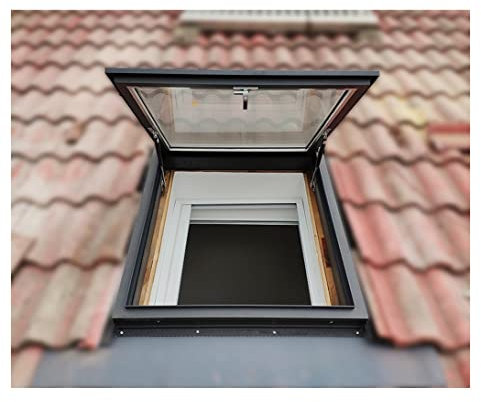 Finestra da tetto e lucernario seminterrato porta illuminazione diurna multi-angolo finestra in alluminio per visione del tetto personalizzata (900 mm x 1200 mm, versione elettrica)