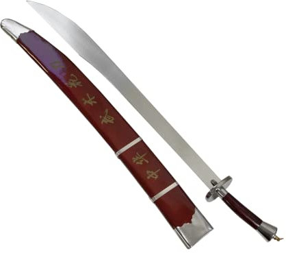 DEPICE Dao Säbel/Kung-Fu Schwert semiflexbel 28, Klingenlänge 71 cm, Gesamtlänge 88 cm (90 cm in Scheide), ca. 500 g (ca. 950 g mit Scheide), dekorative Holzscheide, Kung-Fu, Wushu