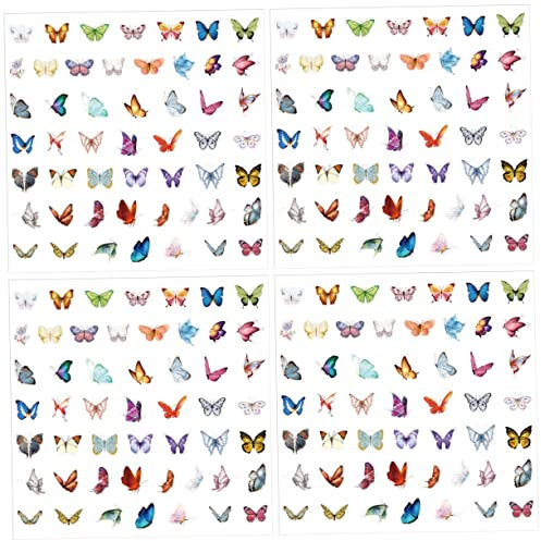 STOBOK 200pcs Butterfly Stickers for Crafts Small Butterfly Sticker Decal DIY Craft Scrapbooking Supplies for Water Bottles Laptop Refrigerator Journaling