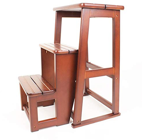 KAZUP Holz-3-Stufen-Leiterhocker, Faltbarer Treppen-Fußhocker, bewegliche, rutschfeste Kinder-Tritthocker, Küchenwerkzeug, Sicherheits-Trittleiter, 40 x 24 x 60,5 cm (Farbe: A)