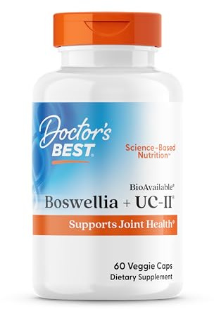 Doctor's Best Boswellia + UC-II Supplement for Men & Women - Boswellia Serrata Extract Capsules for Joint Health Support, Type II Collagen, BioAvailable, Non-GMO, Gluten Free, Soy Free - 60 Veg Caps