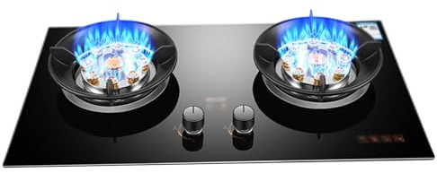 Countertop/Built-in Gas Cooktop,17742 BTU Tempered Glass Gas Cooktop 2 Burners,Flameout Protection,Suitable for Apartments,Indoor(LPG)(NG) (Size : NG)