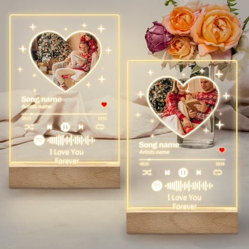 Placa personalizada de Spotify, placa acrílica personalizada con foto personalizada, cubierta de álbum acrílico para novio, novia, parejas, estilo B, 2 unidades