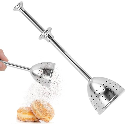 JPSDOWS à plumeau pour sucrier, à épousseter | Ensemble de plumeau de Farine de sucrier en Poudre en Acier Inoxydable | Distributeur de Farine de Sucre en Poudre, Shaker pour Sucre