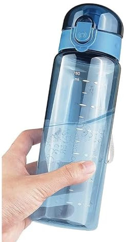 Borraccia Sportiva,Bottiglia D'acqua 780ml,Con Coperchio a Prova di Perdite,Senza Bpa,Sportiva,Facile da Aprire,Serratura Sicura,Trasparente Bottiglia Acqua per Ufficio,Scuola,Trekking Bottle,Blu