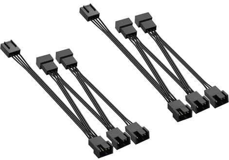 GINTOOYUN 2 Pcs 4 Pin/3 Pin PWM Chassis Fan Splitter Kabel 4 Pin/3 Pin 1 Buchse zu 5 Stecker PC Kühlleistung Splitter Verlängerungskabel für Chassis Lüfter, CPU Lüfter etc(1 bis 5)