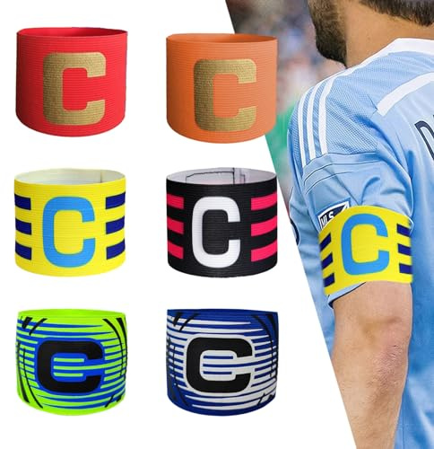 KASESSS 6 Stück Kapitänsbinde, Verstellbare Armbinde des Kapitäns, Elastic Sport Captain Armband Mehrfarbig Spielführerbinde Fussball kapitänsbinde Kinder Junior Erwachsene für Viele Sportarten