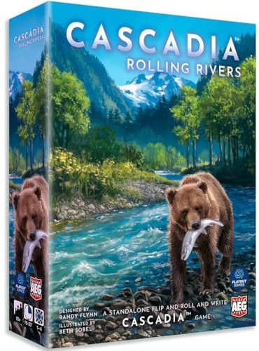 Alderac Entertainment | Cascadia Rolling Rivers Brettspiel auf Englisch für die ganze Familie | Strategiespiel mit Würfeln für 1-4 Spieler | Die Tierwelt des Pazifischen Nordwestens